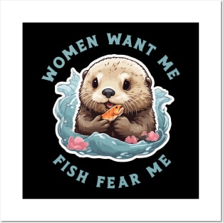 kawaii sea otter Posters and Art